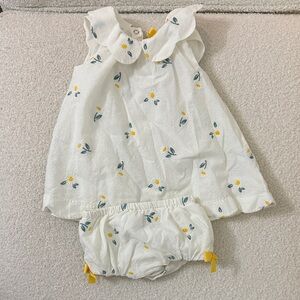 cupcakes & cashmere White and Yellow Floral Baby Dress Set